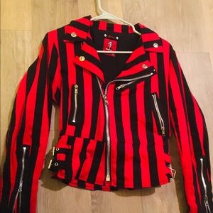 Black and red stripe Mercy Goth Punk Jacket Small